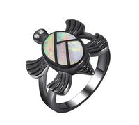 Anello Femminile Della Moda Ring Blue Sea Turtle Ring Classic Styling Due Tartarughe Anello Di Animali Cristallini per Donne Gioielli -11, Oro, OZZKI, Stile 7 cn, 5