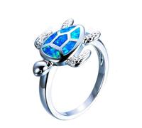 Anello Femminile Della Moda Ring Blue Sea Turtle Ring Classic Styling Due Tartarughe Anello Di Animali Cristallini per Donne Gioielli -11, Oro, OZZKI, Stile 2 cn, 11