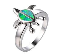 Anello Femminile Della Moda Ring Blue Sea Turtle Ring Classic Styling Due Tartarughe Anello Di Animali Cristallini per Donne Gioielli -11, Oro, OZZKI, Stile 4 cn, 9