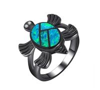 Anello Femminile Della Moda Ring Blue Sea Turtle Ring Classic Styling Due Tartarughe Anello Di Animali Cristallini per Donne Gioielli -11, Oro, OZZKI, Stile 6 cn, 11