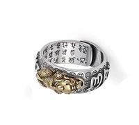Anello Feng Shui Pixiu cinese placcato argento monete anelli regolabili per donne uomini amuleto ricchezza gioielli fortunati regalo di compleanno professionale e attraente, Rame