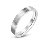Anello Festa Della Mamma, Anelli di Fidanzamento Argento Acciaio Inossidabile Taglia 10 Cuore Forever Love Lucido da 3,5 mm Personalized Regalo