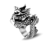Anello Festa Della Mamma, Anello Donna Argento Vintage Acciaio Inossidabile Taglia 22 26.9mm Drago Punk D'Epoca Custom Regalo per Madre Mother'S Day