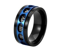 Anello Fidanzamento, Anello Acciaio Inossidabile Donna Taglia 20 9mm Numeri Romani Rotanti Engraved Regalo per Figlia New Year Gioielli