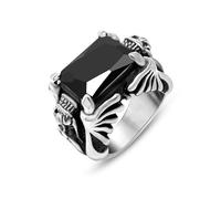 Anello Fidanzamento, Anello Pietra Donna Acciaio Inossidabile Taglia 25 15.6mm Zirconia Cubica Vintage Double Dragon Nera Engraved Regalo