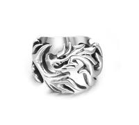 Anello Fidanzamento Donna, Anelli Argento Vintage Acciaio Inossidabile Taglia 22 18.7mm Drago D'Epoca Custom Regalo per Migliore Amico Valentines Day