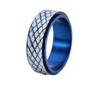 Anello Fidanzamento Donna, Anelli Blu Uomo Acciaio al Titanio Taglia 25 8mm Modello Rombo Opaco Spinner Custom Regalo per Fidanzata Valentines Day