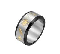 Anello Fidanzamento Donna, Anelli Neri Acciaio Inossidabile Taglia 25 10mm Spinner di Tarassaco Largo Engraved Regalo per Migliore Amico New Year