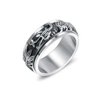 Anello Fidanzamento Donna, Anello di Fidanzamento Donna Argento Acciaio Inossidabile Taglia 25 Anxiety Spinner 7,8 mm Drago Engraved Regalo