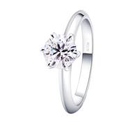 Anello Fidanzamento Donna, Anello di Fidanzamento Donna Solitario Rotondo a 6 Griffe 6,5x6,5 mm con Moissanite Oro Bianco 14K Taglia 26