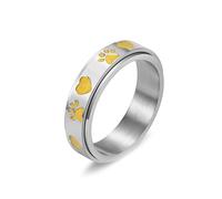 Anello Fidanzamento, Fedine Argento Acciaio Inossidabile Taglia 22 Girevole Anti-Ansia 6mm con Impronta a Cuore Custom Regalo per Fidanzata