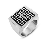 Anello Fidanzamento per Donna, Anelli Donna Argento Acciaio Inossidabile Taglia 25 Puntini Incrociati Larghi Vintage 16,3 mm Personalized Regalo