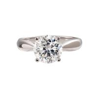 Anello Fidanzamento per Donna Anello Donna Oro Bianco 18K Vero Moissanite Moissanite Rotonda Solitaria Lucida Misurare 10 Moda per Zia Fidanzamento Gioielli