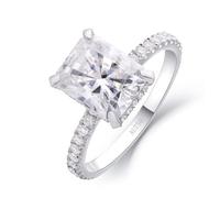 Anello Fidanzamento Per Donna, Oro Bianco 18K Anello Fede Donna Nuziale Rettangolo con 3Ct Moissanite Taglia 8