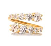 Anello Fidanzamento Vintage, Fedi Nuziali Oro Bianco 14K Anello a Bocca Aperta con Rotonda Moissanite Taglia 17