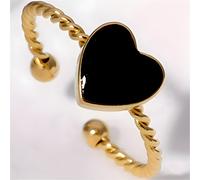 Anello FL-39048 - Oro / Nero / Regolabile KP39048