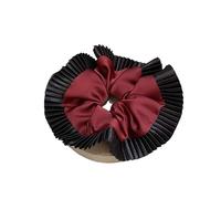 Anello for capelli con coda di cavallo alta plissettata in raso, corda for capelli con intestino crasso, accessori for capelli da donna(Rosso)