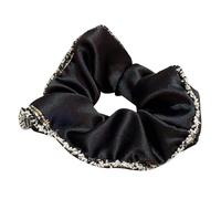 Anello for capelli in raso con tessuto sfilacciato in filo d'oro retrò - Eleganti accessori for capelli da donna(black)