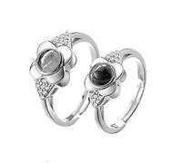 Anello for coppia con apertura regolabile Anello for coppia con proiezione di petali Love Memory 100 lingue ?? Ti amo Anello
