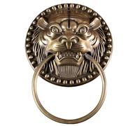 Anello for porta cinese antico in ottone massiccio con testa di tigre, maniglia for doppia, batacchio in rame spesso animale(Bronze,18 * 25.3cm)