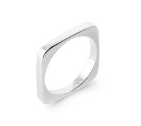 Anello Forma Quadrata In Argento Massiccio 925/1000 Rodio 50 A 60