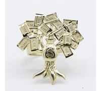 Anello Fortuna Albero Sacco Di Soldi Enorme In Oro Giallo 10K Tutte Le Taglie