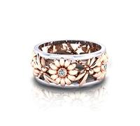 Anello girasole con margherita Anello girasole in oro rosa per gioielli da donna, fascia di fidanzamento per matrimonio, misura 7 Bel processo
