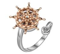 Anello Girevole a 360° per Donna,Anello Fidget con Timoni per Ragazze Adolescenti,Anelli Spinner a Forma di Girasole per Donna e Figlia,Anello Regolabile per Uomo,Regali per Feste di Compleanno,Bian