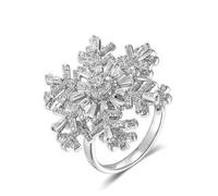 Anello Girevole A Fiocco Di Neve, Anello Regolabile Da Donna A Fiocco Di Neve Per Matrimonio, Gioielli Da Sposa, Perfetto Per Natale Anniversario E Valentine's Day(White Silver)