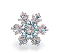 Anello Girevole A Fiocco Di Neve, Anello Regolabile Da Donna A Fiocco Di Neve Per Matrimonio, Gioielli Da Sposa, Perfetto Per Natale Anniversario E Valentine's Day(Sky Blue Silver)