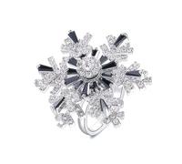 Anello Girevole A Fiocco Di Neve, Anello Regolabile Da Donna A Fiocco Di Neve Per Matrimonio, Gioielli Da Sposa, Perfetto Per Natale Anniversario E Valentine's Day(Black Silver)