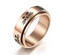 Anello girevole in acciaio al titanio a forma di gatto, anello in acciaio inossidabile a forma di gatto da uomo e da donna