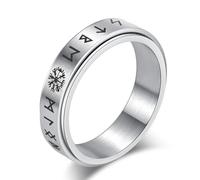 Anello girevole in acciaio inossidabile con testo vichingo, anello girevole in titanio con testo vichingo alla moda