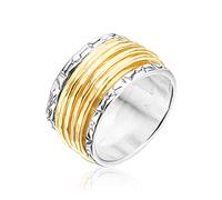 Anello girevole in argento Sterling 925, con 5 anelli spinner placcati in oro 14 carati, ipoallergenico, senza nichel, piombo, collezione di design artigianale, 10, Argento sterling, Nessuna pietra