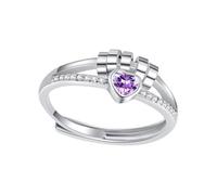 Anello girevole per donne e uomini, regolabile, 5,1 cm, in ottone robusto, con cuore e perline