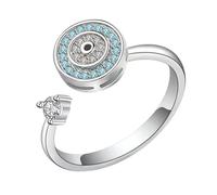 Anello girevole regolabile contro il con zircone cubico - Anello antistress blu per donne e adolescenti, con base in rame, regalo per figlia e fidanzata, Refer to description, Rame, Non