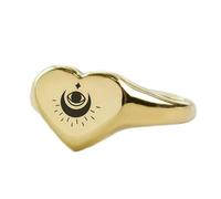 anello gotico con terzo occhio a forma di cuore | argento sterling 925 placcato oro | gioielli da regalo, anelli con sigillo in stile vintage, gioielli fatti a mano | LK_PDR_01894_10