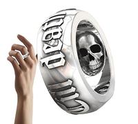 Anello gotico con teschio, fino alla morte, anello da sposa in argento con alfabeto per donna e uomo, gioielli gotici in puro peltro, 1, 1