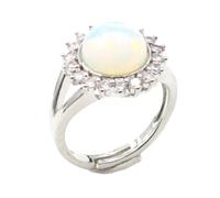 Anello Grande con Opale Naturale Cristallo Mosaico Cubic Zirconia Anello Regolabile da Donna Anelli con Pietra Aperta Reiki Balance Anelli per Dito alla Caviglia Anello Eterno per Donna Ragazza Uomo
