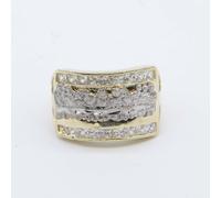 Anello Grande CZ Ultima Cena In Oro Giallo E Bianco 10K Tutte Le Taglie