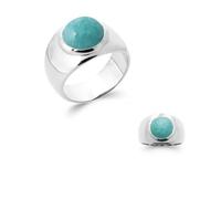 Anello Grande Pietra Naturale Amazzonite IN Argento 925/000 Rodio T50 Da 60