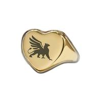 anello grifone a forma di cuore | argento sterling 925 placcato oro | gioielli da regalo, anelli con sigillo in stile vintage, gioielli fatti a mano ipoallergenici| LK_PDR_01775_9
