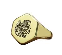 anello grifone a forma esagonale | argento sterling 925 placcato oro | gioielli da regalo, anelli con sigillo in stile vintage, gioielli fatti a mano ipoallergenici| LK_PDR_01820_11.5