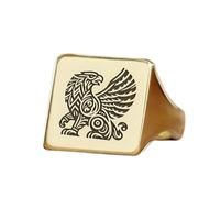 anello grifone di forma quadrata | argento sterling 925 placcato oro | gioielli da regalo, anelli con sigillo in stile vintage, gioielli fatti a mano ipoallergenici| LK_PDR_01813_12.5