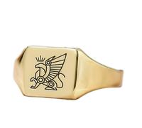 anello grifone di forma quadrata | argento sterling 925 placcato oro | gioielli da regalo, anelli con sigillo in stile vintage, gioielli fatti a mano ipoallergenici| LK_PDR_01697_7.5