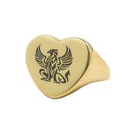 Anello grifone mitico a forma di cuore | Argento sterling 925 placcato oro | Gioielli da regalo, anelli con sigillo in stile vintage, gioielli fatti a mano ipoallergenici| LK_PDR_01737_12