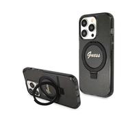 Anello Guess Stand Script Glitter per Magsafe Black - iPhone 15 Pro Max