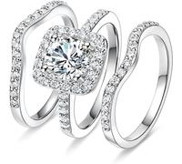 Anello Haoshi a tre strati da donna, multifunzionale Anelli Cristalli (Silver, E)