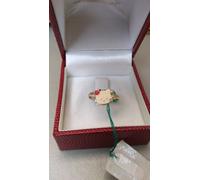Anello Hello Kitty smaltato bianco in argento 925