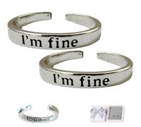 Anello Imfine, Sto Bene, Salvami, Anello Regolabile in Acciaio Inossidabile Argentato, Regalo di Apertura(2pcs)
